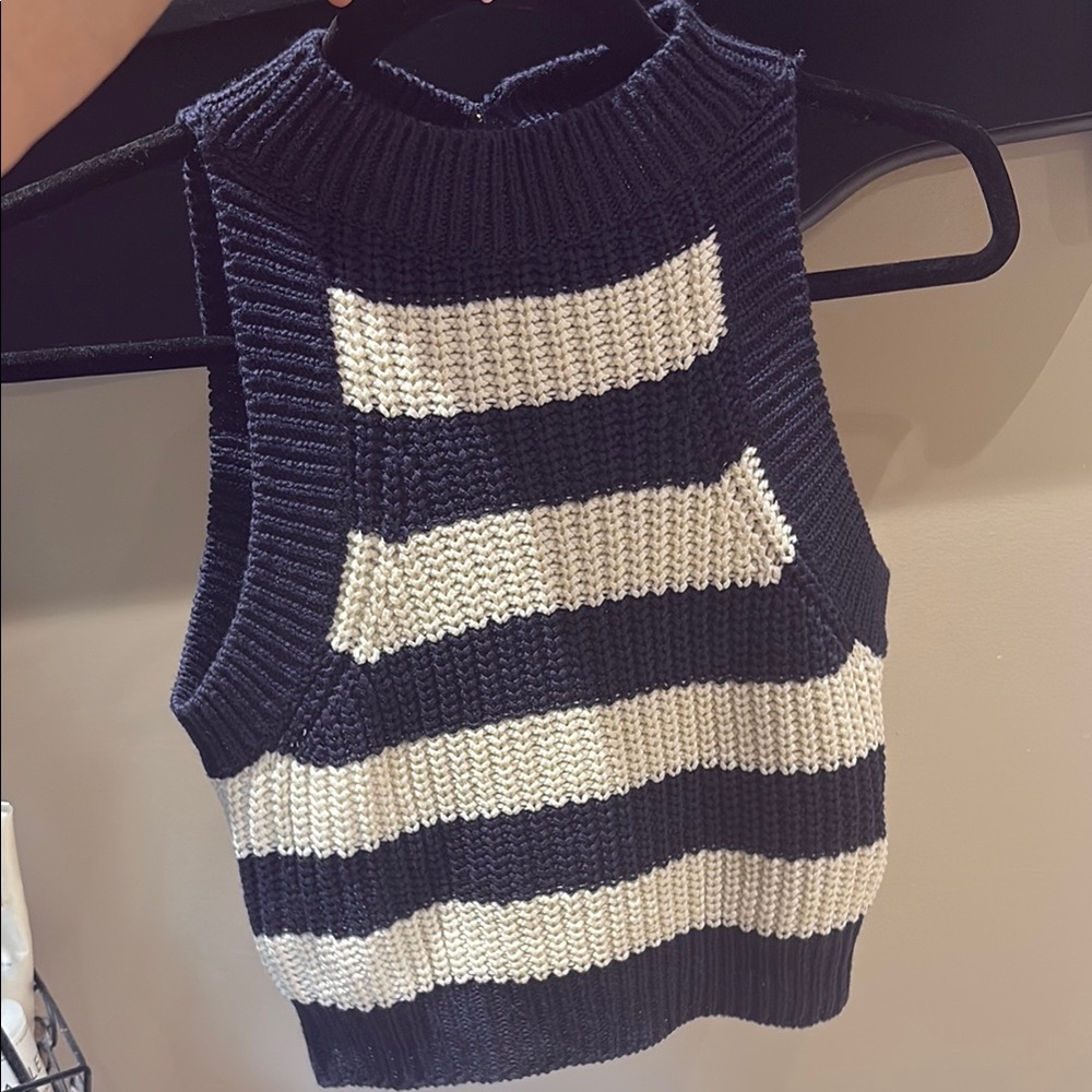 Taylor & Sage Charcoal and Cream Knit Tank Top